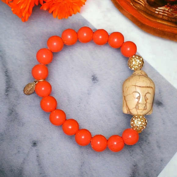 Express Buddha Bead Beaded Stretch Bracelet - Picture 1 of 2